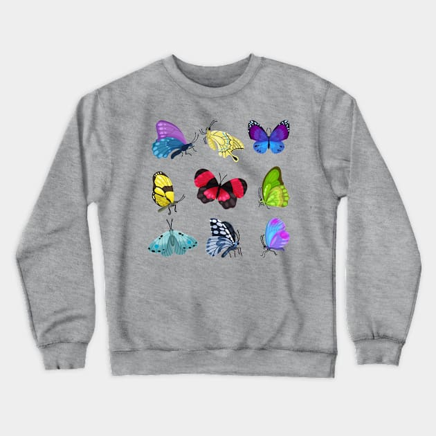 butterflies colorful collection Crewneck Sweatshirt by Mako Design 